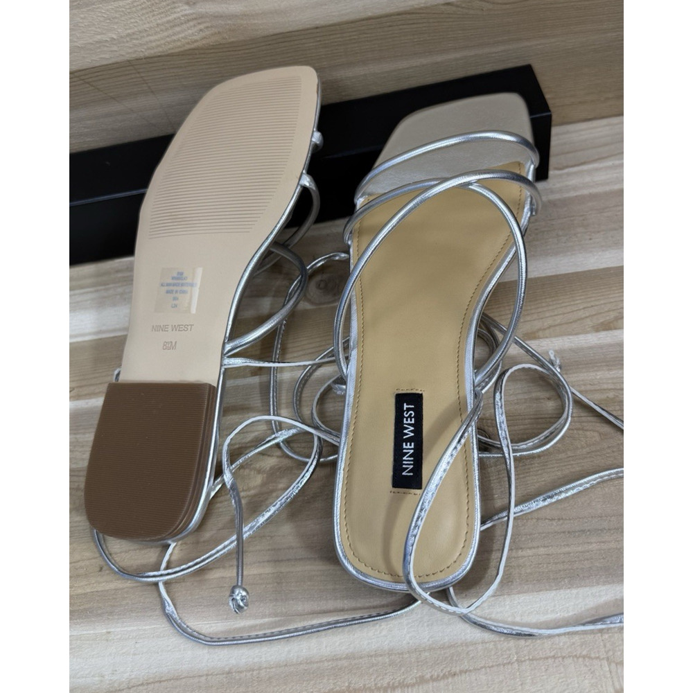 Sandals Nine West Silver Women's Size 8.5M - Picture 9 of 11